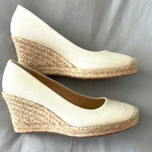 Brand new J.Crew espadrille wedges, cream, size 9.
